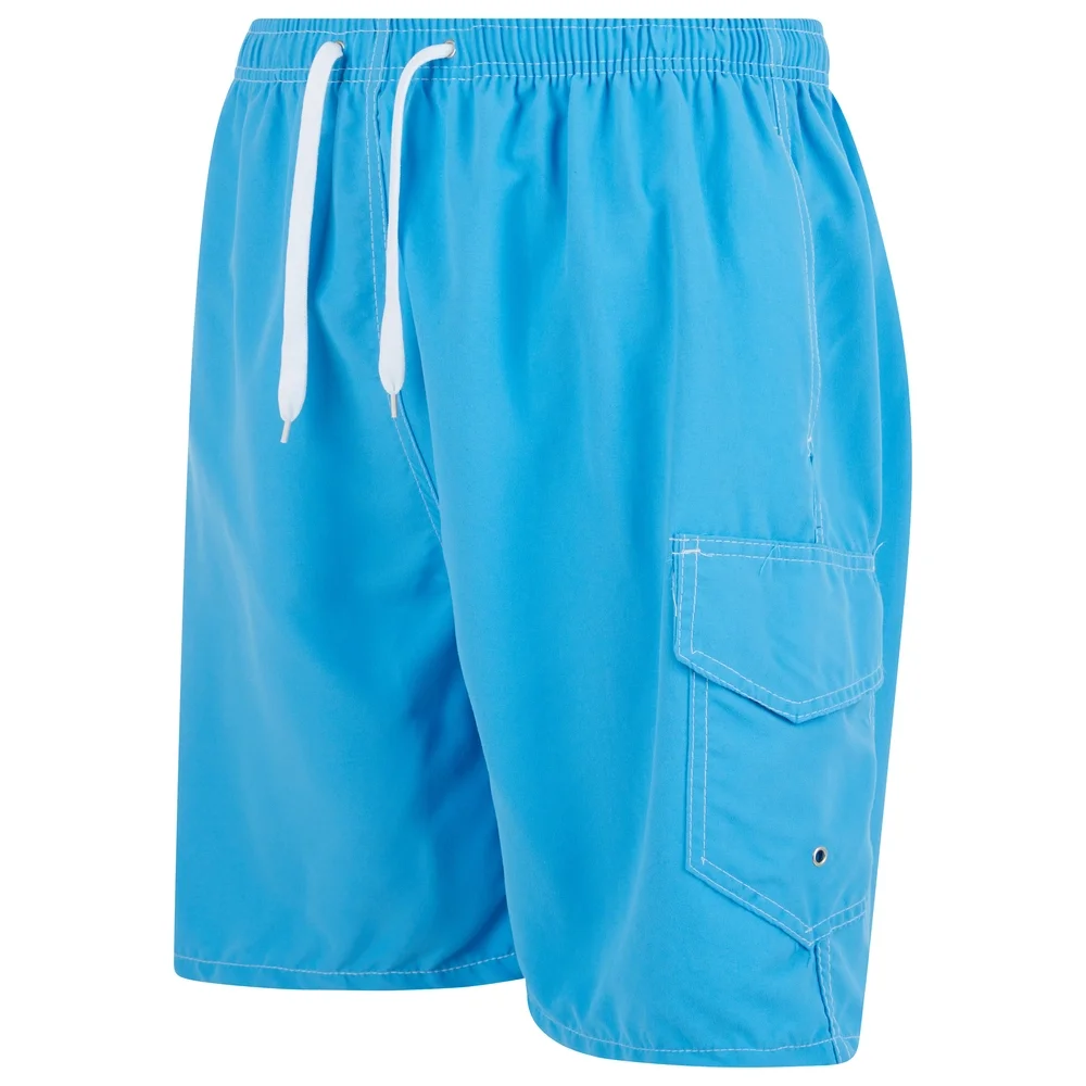 Men Swim Trunks, Men Board Shorts Cargo Pocket Bathing Suit Navy & Turq, 2-Pack - Picture 4 of 11